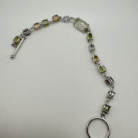NWOT 7" One-of-a-kind multi-gemstone in sterling silver bracelet in 925! - Picture 8 of 12